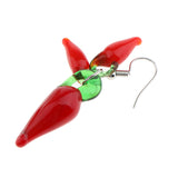 Maxbell 2 Pairs Red Hot Lampwork Glass Cluster Chili Pepper Dangle Earrings Stylish