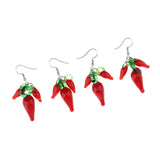 Maxbell 2 Pairs Red Hot Lampwork Glass Cluster Chili Pepper Dangle Earrings Stylish