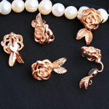 Maxbell 5pcs Rose Flower Magnetic Clasps Hooks Connectors Jewelry Findings Rose Gold