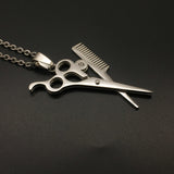 Maxbell Men Hip Hop Scissor Comb Pendants Necklaces Stainless Steel Hair Stylist Jewelry