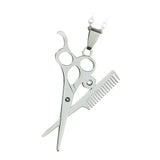 Maxbell Men Hip Hop Scissor Comb Pendants Necklaces Stainless Steel Hair Stylist Jewelry