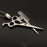 Maxbell Men Hip Hop Scissor Comb Pendants Necklaces Stainless Steel Hair Stylist Jewelry