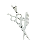 Maxbell Men Hip Hop Scissor Comb Pendants Necklaces Stainless Steel Hair Stylist Jewelry