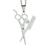 Maxbell Men Hip Hop Scissor Comb Pendants Necklaces Stainless Steel Hair Stylist Jewelry