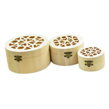 Maxbell 3Pcs Flower And Flower Hollow Pattern Cap Plain Wood Jewelry Case Storage Box Memorial Keepsake Box Gift for Women Men