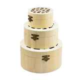 Maxbell 3Pcs Flower And Flower Hollow Pattern Cap Plain Wood Jewelry Case Storage Box Memorial Keepsake Box Gift for Women Men