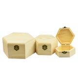 Maxbell 3Pcs 3Sizes Hexagon Wooden Watch Earrings Jewelry Treasure Case Storage Box Memorial Keepsake Container