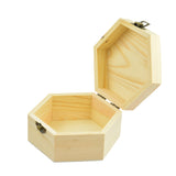 Maxbell 3Pcs 3Sizes Hexagon Wooden Watch Earrings Jewelry Treasure Case Storage Box Memorial Keepsake Container