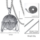 Maxbell Men's Basketball Pendant Necklace Hiphop Silver Long Chain Stainless Steel