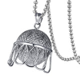 Maxbell Men's Basketball Pendant Necklace Hiphop Silver Long Chain Stainless Steel