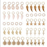 Maxbell 50pcs Hair Ring Braid Rings Hair Loops Clips 8Styles Accessories - Alloy Feather Shell Snowflake Star Leaf Loops Tortoise Cross