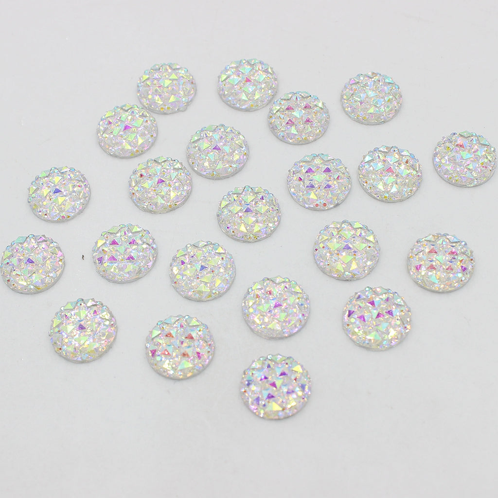 Maxbell 50 Pieces Resin Round Rhinestone Cabochon Flatback Scrapbooking Craft 12mm White