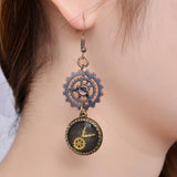 Maxbell Novelty Steampunk Vintage Switzerland Watch Shaped Gear Dangle Earrings