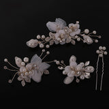 Maxbell 4 Pieces Wedding Party Bridal Barrettes Rhinestone Pearl Tulle Flower Twisted Wire Hairpin Hair Clips Women Hair Accessories