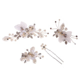 Maxbell 4 Pieces Wedding Party Bridal Barrettes Rhinestone Pearl Tulle Flower Twisted Wire Hairpin Hair Clips Women Hair Accessories