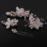 Maxbell 4 Pieces Wedding Party Bridal Barrettes Rhinestone Pearl Tulle Flower Twisted Wire Hairpin Hair Clips Women Hair Accessories