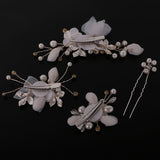 Maxbell 4 Pieces Wedding Party Bridal Barrettes Rhinestone Pearl Tulle Flower Twisted Wire Hairpin Hair Clips Women Hair Accessories