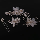 Maxbell 4 Pieces Wedding Party Bridal Barrettes Rhinestone Pearl Tulle Flower Twisted Wire Hairpin Hair Clips Women Hair Accessories