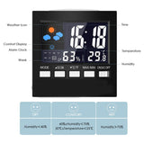 Maxbell Thermometer Monitor, Humidity Monitor LCD Screen Electronic Digital Display Indoor Temperature Gauge Humidity Meter with Alarm Clock, Calendar, Voice Control Backlight Black