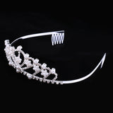 Maxbell Bridal Wedding Crystal Tiara Pearls Headband Headdress Hair Accessories