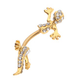 Maxbell Stainless Steel Crystal Zircon Gecko Animal Dangle Navel Belly Button Ring