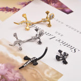 Maxbell Stainless Steel Crystal Zircon Gecko Animal Dangle Navel Belly Button Ring