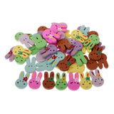 Maxbell 50 Pieces Assorted Color Cute Rabbit Shape 2 Holes Wooden Buttons for Sewing DIY Craft 25mm