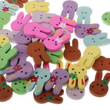 Maxbell 50 Pieces Assorted Color Cute Rabbit Shape 2 Holes Wooden Buttons for Sewing DIY Craft 25mm