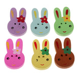 Maxbell 50 Pieces Assorted Color Cute Rabbit Shape 2 Holes Wooden Buttons for Sewing DIY Craft 25mm