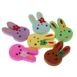 Maxbell 50 Pieces Assorted Color Cute Rabbit Shape 2 Holes Wooden Buttons for Sewing DIY Craft 25mm