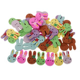 Maxbell 50 Pieces Assorted Color Cute Rabbit Shape 2 Holes Wooden Buttons for Sewing DIY Craft 25mm