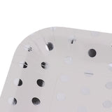 Maxbell 6x Shiny Silver Polka Dots White Paper Plates Disposable Party Tableware