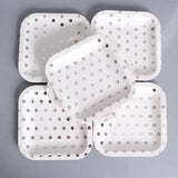 Maxbell 6x Shiny Silver Polka Dots White Paper Plates Disposable Party Tableware
