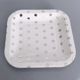 Maxbell 6x Shiny Silver Polka Dots White Paper Plates Disposable Party Tableware