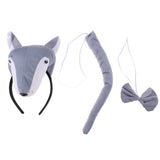 Maxbell Kids Animal Costume Set Wolf Headband Tails Bow Tie Cosplay School Play Stage Show Fancy Dress Up