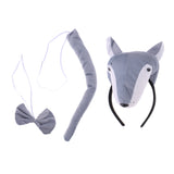 Maxbell Kids Animal Costume Set Wolf Headband Tails Bow Tie Cosplay School Play Stage Show Fancy Dress Up