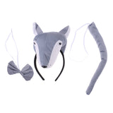 Maxbell Kids Animal Costume Set Wolf Headband Tails Bow Tie Cosplay School Play Stage Show Fancy Dress Up