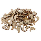 Maxbell 100 Pieces Wooden Footprint Tags Piece Embellishment for DIY Party Wedding Decoration