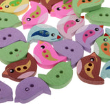 Maxbell 50 Pieces Multicolor Bird Shape Wooden Buttons 2 Hole for Sewing Crafts Decoration 20mm