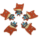 Maxbell 50Pcs Fox Shaped Colored Wooden Pieces Glue On Beads Spacer DIY Jewelry Making For Baby Toy