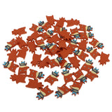 Maxbell 50Pcs Fox Shaped Colored Wooden Pieces Glue On Beads Spacer DIY Jewelry Making For Baby Toy