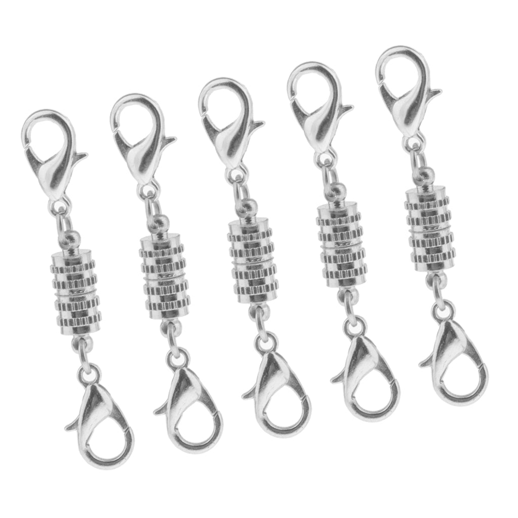 Maxbell 5pcs 5mm Silver Plated Magnetic Clasps For Necklace Jewelry Making Findings