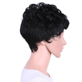 Maxbell 10 Inch Short Wigs for Black Women With Free Wig Cap Synthetic Hair Culry Wig Color Black