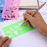 Maxbell 4Pcs Art Graphics Symbols Cartoon Drawing Template Rulers Students Painting Supplies Children Kids Drafting Stencil Ruler Stationery