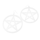 Maxbell Exaggerated Super Big Trendy NightClub Style Circle Star Stud Earrings White