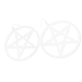 Maxbell Exaggerated Super Big Trendy NightClub Style Circle Star Stud Earrings White