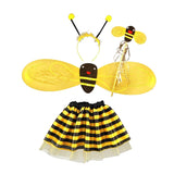 Maxbell 4Pc Bumble Bee Honey Girls Kids Fairy Halloween Fancy Dress Up Party Costume