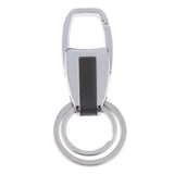 Maxbell Alloy Metal Car Double Loop Waist Hanging Keeper Key Ring Steel Color