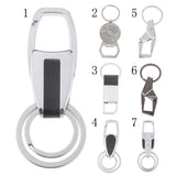 Maxbell Alloy Metal Car Double Loop Waist Hanging Keeper Key Ring Steel Color