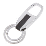 Maxbell Alloy Metal Car Double Loop Waist Hanging Keeper Key Ring Steel Color